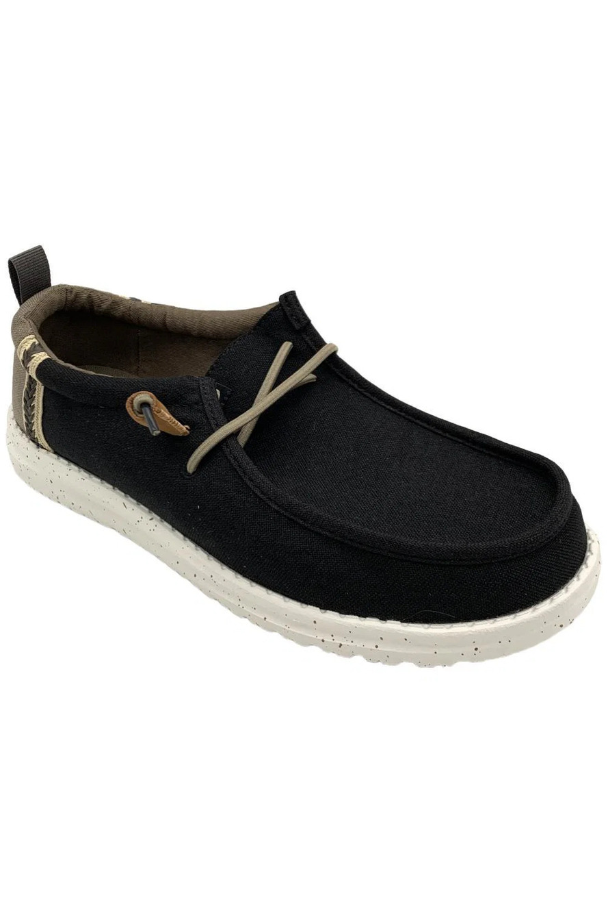 Hey Dude Men's Wally Craft Linen Black/Walnut - Medium